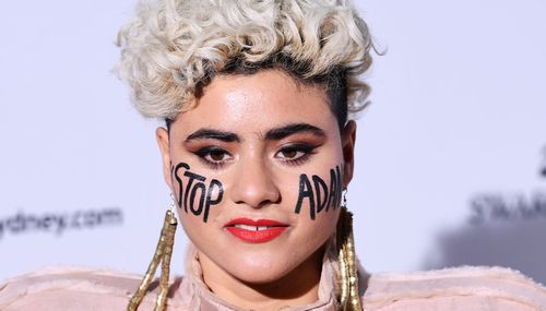 Just last night at the ARIA Awards in Sydney performer Montaigne appeared with Stop Adani painted on her cheeks.