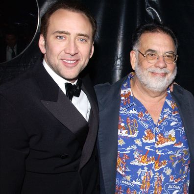 BEVERLY HILLS - JANUARY 25:  (U.S. TABS AND HOLLYWOOD REPORTER OUT)  (L-R)  Actor Nicolas Cage, director Francis Ford Coppola, his daughter, director Sofia Coppola and her mom Eleanor attend the Universal-Focus Features after-party during the 61st Annual Golden Globe Awards on January 25, 2004 in Beverly Hills, California. (Photo by Vince Bucci/Getty Images)