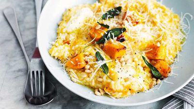 Recipe: <a href="http://kitchen.nine.com.au/2016/05/13/12/38/creamy-pumpkin-risotto" target="_top">Creamy pumpkin risotto</a>
