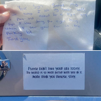 New Zealand woman's bumper sticker saves someone's life