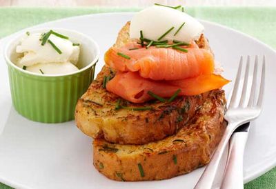 French toast with smoked salmon