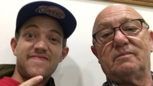 Liam Anderson (L) with his father Australian rocker Angry Anderson (R).