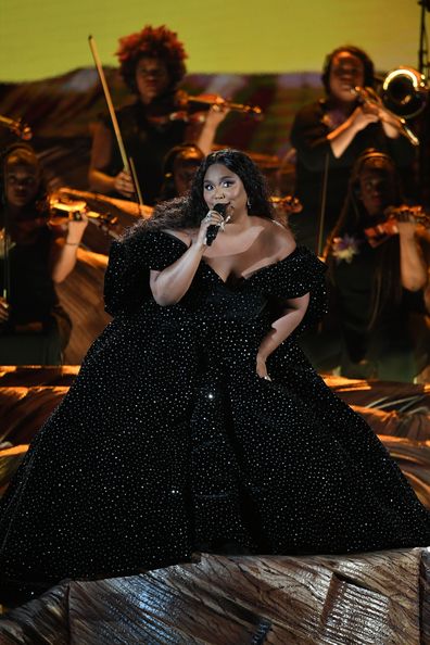 Lizzo performs onstage during the 62nd Annual Grammy Awards