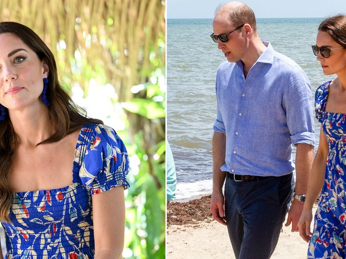Kate Middeton's blue floral summer dress in Belize is by Tory Burch!
