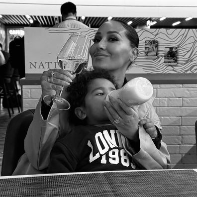 Adrienne Bailon-Houghton with her baby Ever James