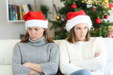 Angry roommates or sisters at Christmas