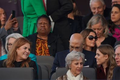 WINDSOR, ENGLAND - MAY 07:  Sarah Ferguson (left) and Princess Beatrice (right) in the Royal Box during the Coronation Concert on May 7, 2023 in Windsor, England. The Windsor Castle Concert is part of the celebrations of the Coronation of Charles III and his wife, Camilla, as King and Queen of the United Kingdom of Great Britain and Northern Ireland, and the other Commonwealth realms that took place at Westminster Abbey yesterday. High-profile performers will entertain members of the royal famil