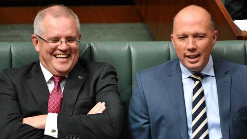 Mr Morrison and leadership contender Peter Dutton, who challenged Mr Turnbull for the top job.