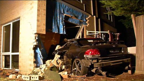 It's alleged the car was being driven erratically when it lost control and crashed into the Seaford home about 1.30am today.