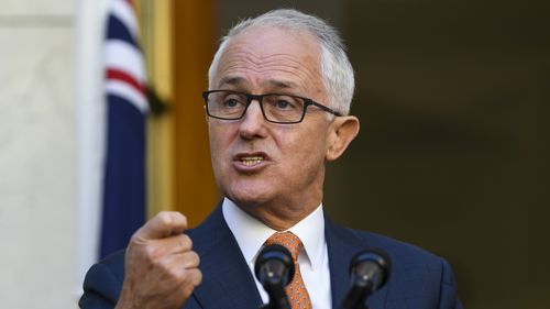 Mr Turnbull addressed the media yesterday in Canberra after banishing two Russian spies back to Moscow. (AAP)
