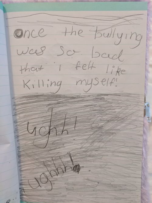 Briella turned to her diary to document her feelings and suicidal thoughts through words and drawings. 