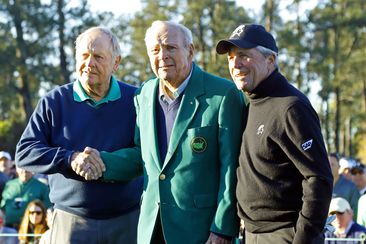 From left, Jack Nicklaus, Arnold Palmer and Gary Player at The Masters.