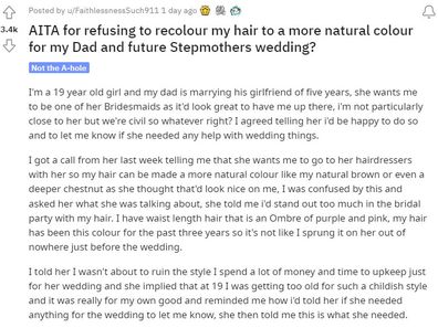 Reddit bride asks bridesmaid to dye hair a more natural colour