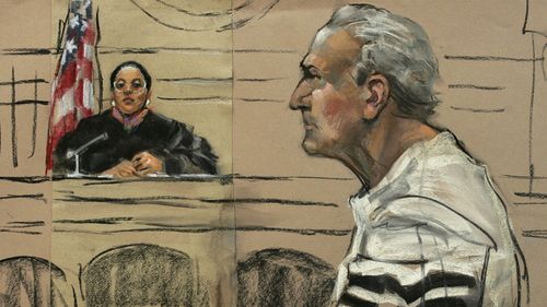 A courtroom sketch shows the notorious former mafia boss in 2004 aged 71.