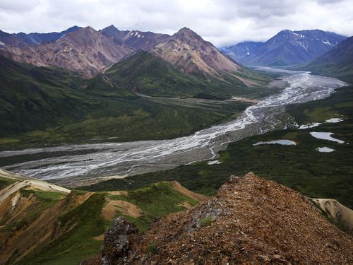 A view of the Teklanika River, which Christopher McCandless was unable to re-cross to get out of the wild because the river was running fast and high.