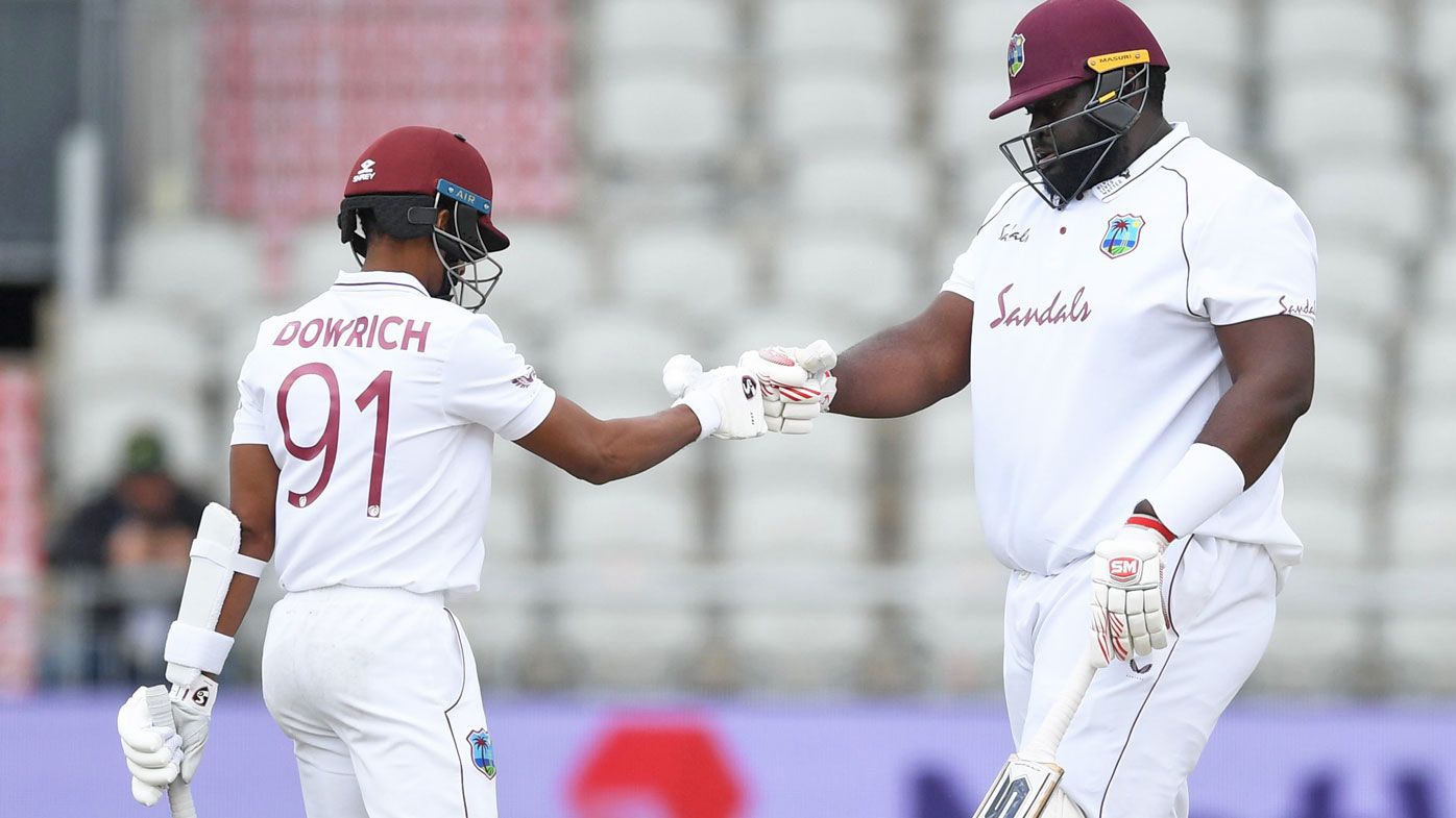 Shane Dowrich and Rahkeem Cornwall of West Indies