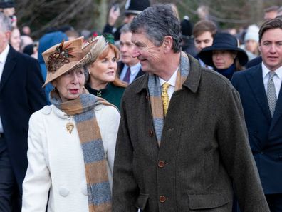 Timothy Laurence and Princess Anne, Princess Royal attend the Christmas Day service at St Mary Magdalene Church on December 25, 2023 in Sandringham, Norfolk.