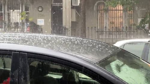 Hailstones battered Sydney this morning during another snap storm.
