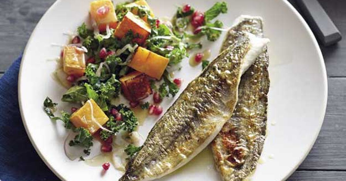Pete Evans Pan Fried Whiting With Pumpkin And Kale Salad 9kitchen