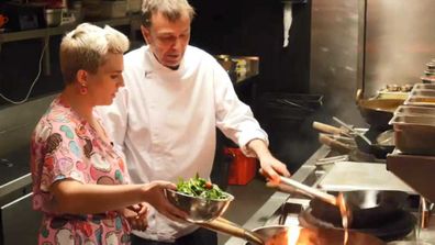 Chef David Thompson and food writer Jane de Graaff in the Long Chim Kitchen