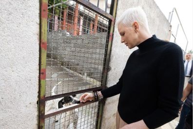 Princess Charlene of Monaco solo visit to animal shelter.