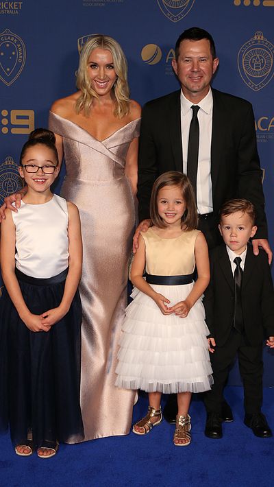 Ricky Ponting, his wife Rianna and their children.