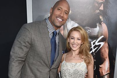 San Andreas co-stars Dwyane and Kylie posed for a few red carpet snaps...