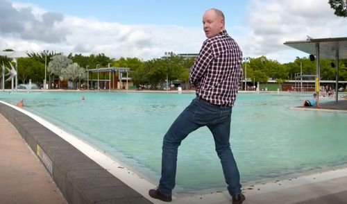 He made fun of the Great Barrier Reef, the Cairns Esplanade Lagoon and the Zoom &amp; Wildlife Dome in the piece, which has gotten Cairns residents a little angry. Picture: ABC.