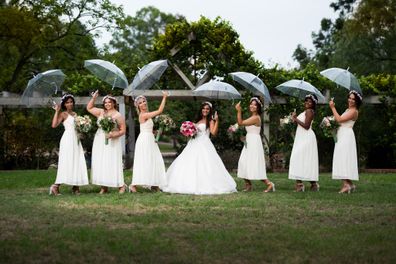 Bride wears mother's Sri Lankan going away sari for her wedding day