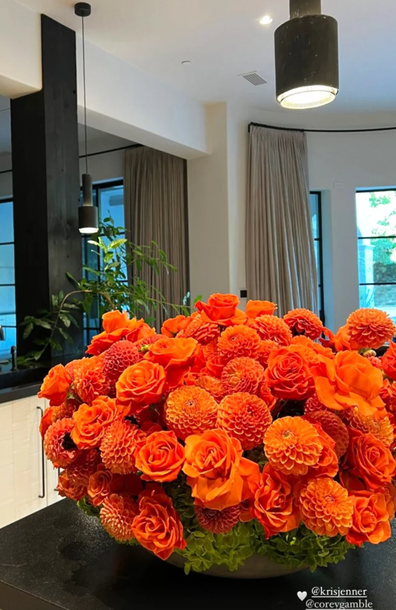 Travis Barker shares photo of flowers sent to him by mother-in-law Kris Jenner and her beau, Corey Gamble.