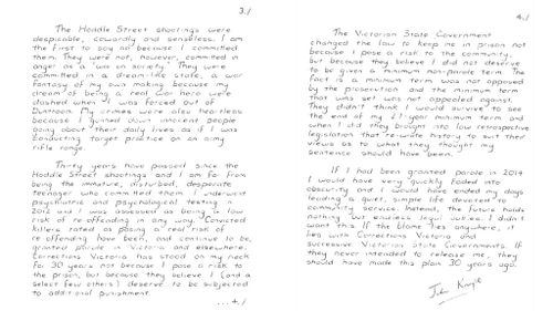 The letter written by Julian Knight from prison.