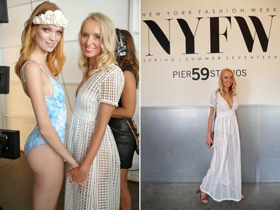 Jessica Williamson backstage with a model at New York Fashion Week in 2016.