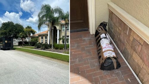 Cory Prenatt's golf clubs are delivered to his Florida home.