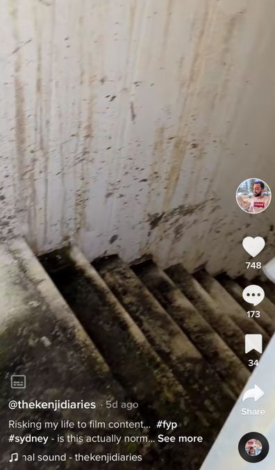 The apartment block, reportedly in Sydney, was "fairly new", Tiktok user The Kenji Diaries told his followers.