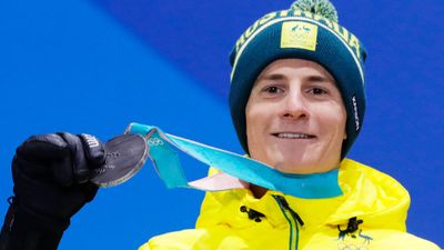 Silver medalist Matt Graham of Australia during the medal ceremony for the men's Freestyle Moguls event. (AAP)