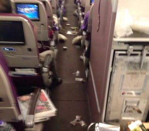 Items were thrown across the cabin during the turbulence. (Twitter/@LazyAviator)