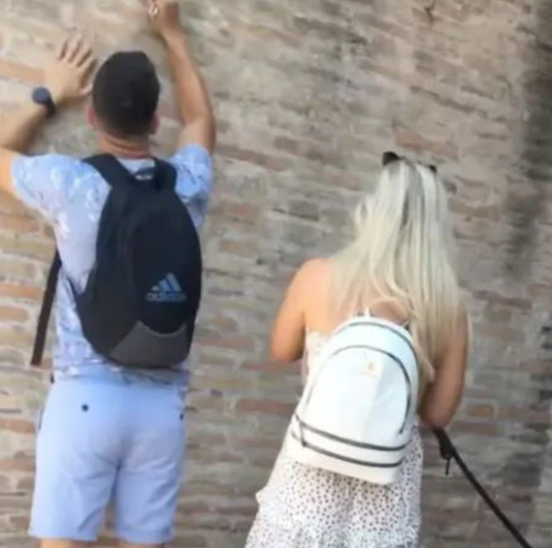 Tourist filmed carving names into Rome's Colosseum wall facing fine and prison time