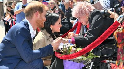 Meghan Markle, Prince Harry and Daphne Dunne at Sydney's Opera House, Tuesday October 16 2018
