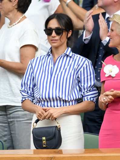 Meghan Markle donned the button up trend at Wimbledon.
