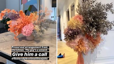 Bec Judd has dried flower arrangements in her home. 