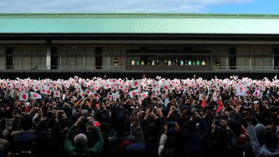 Japan's Emperor Naruhito and Empress Masako greet people during the New Year's appearance by the Japanese royal family at the Imperial Palace (Kokyo) in Tokyo, Japan on January 02, 2020. 