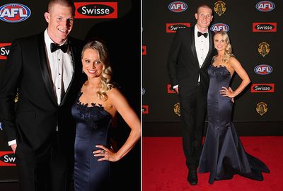 Adelaide ruckman Sam Jacobs with his partner Isabelle Daniel. (Getty)