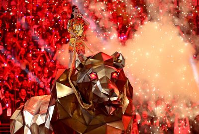After an explosive first half, Katy Perry provided more fireworks. (Getty)