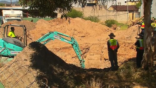 Earlier this month, investigators spent a day sifting through soil at the New Castalloy factory at North Plymptom. (9NEWS)