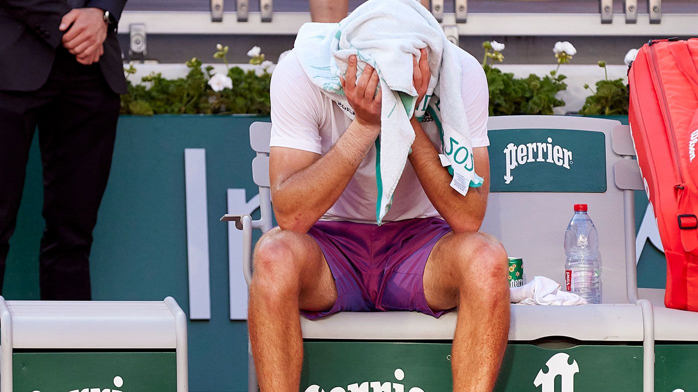 Stefanos Tsitsipas after losing in his Men&#x27;s Singles Final match against Novak Djokovic at Roland Garros.