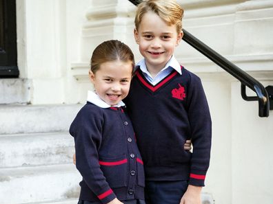 Princess Charlotte and Prince George before Charlotte's first day of school