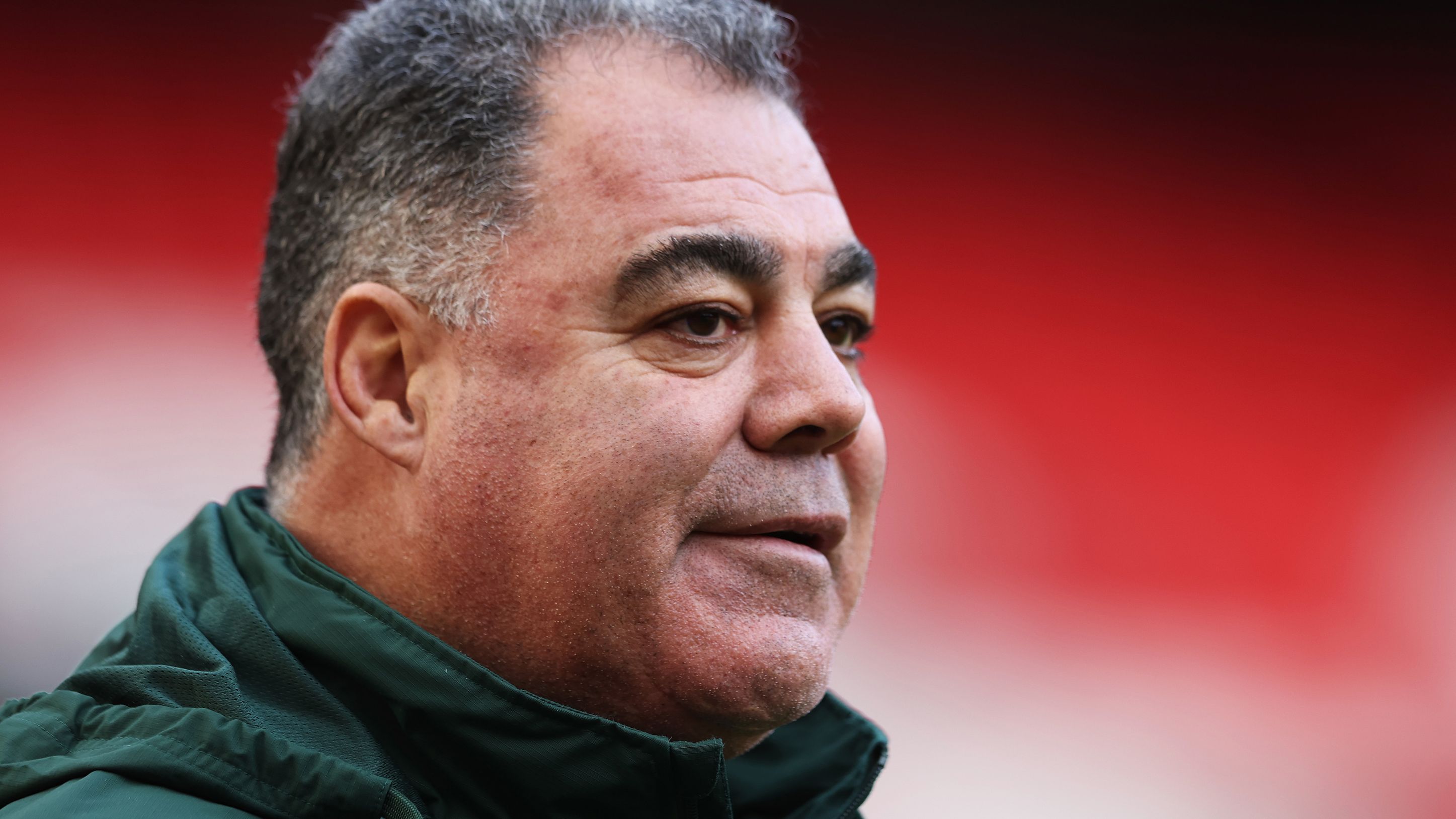 MANCHESTER, ENGLAND - NOVEMBER 18: Mal Meninga, Head Coach of Australia during the Australia Captain&#x27;s Run ahead of the Rugby League World Cup Final against Samoa at Old Trafford on November 18, 2022 in Manchester, England. (Photo by Matthew Lewis/Getty Images for RLWC)