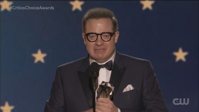 Brendan Fraser chokes back tears in emotional acceptance speech after winning Best Actor at the Critics' Choice Awards 2023.