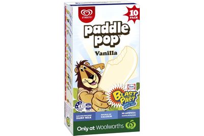 Paddle Pop Vanilla: 9.7g sugar — more than 2 teaspoons