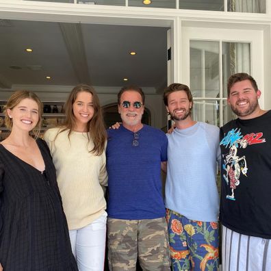 Maria Shriver greets Arnold Schwarzenegger on Father's Day.